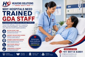 Professional General Duty Assistant helping a patient in a modern hospital ward.