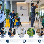 Professional facility management team handling security, housekeeping, maintenance and building operations in a modern commercial facility.